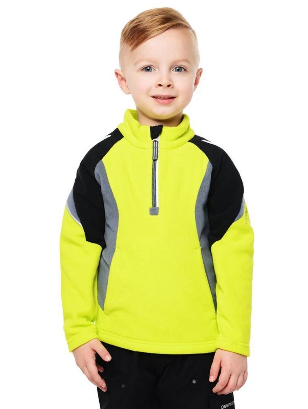 Obermeyer Kids Ruckus Fleece Quarter Zip Pullover Neon Yellow Gray Kids Medium